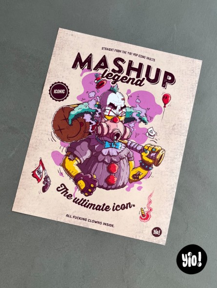 Affiche Krusty mashup legend illustration originale pop culture clown 40x50 cm Yio