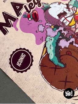 Détail tampon Iconic affiche Krusty mashup clown pop culture Distorted Icons Yio