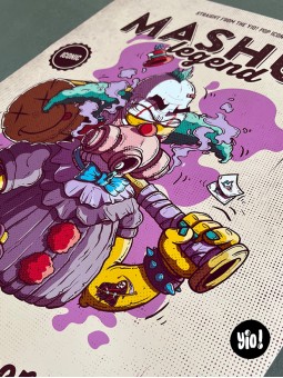 Détail batte Krusty Harley Quinn Joker illustration pop culture clown années 90 Yio