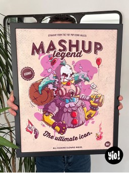 Affiche Krusty mashup 40x50 encadrée tenue en main idée cadeau fan Les Simpsons