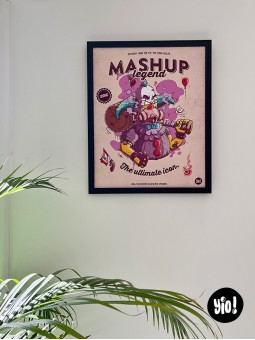 Affiche Krusty mashup clown pop culture encadrée au mur décoration salon geek