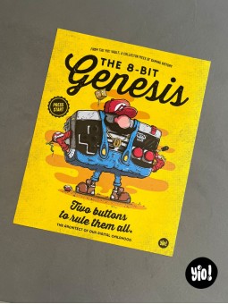 Affiche manette NES Mario 8-bit Genesis illustration originale retrogaming 40x50 cm Yio