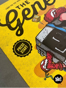 Détail tampon Press Start affiche manette NES Mario retrogaming Yio