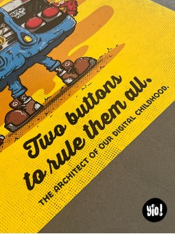 Détail typographie Two Buttons to Rule Them All affiche NES Mario Nintendo Yio