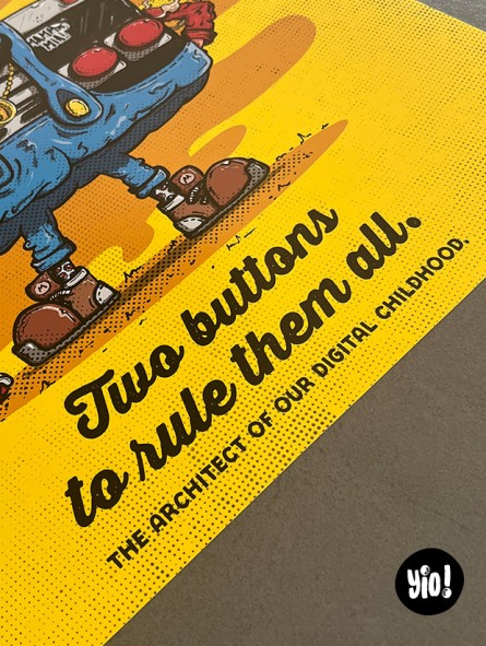 Détail typographie Two Buttons to Rule Them All affiche NES Mario Nintendo Yio