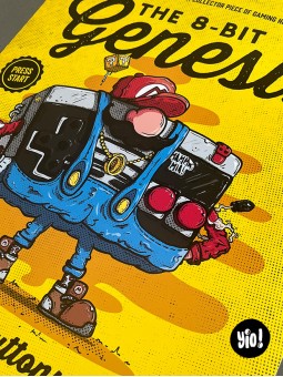 Détail manette NES habillée en Mario illustration retrogaming originale Yio