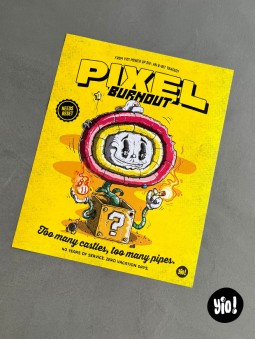 Affiche Mario Fire Flower Pixel Burnout illustration originale retrogaming 40x50 cm Yio