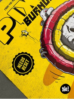 Détail tampon Needs Reset affiche Mario fleur de feu pixel burnout Yio