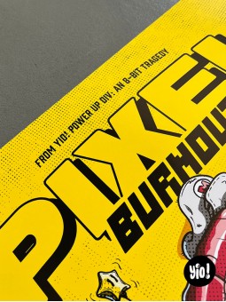 Détail header 8-bit Tragedy affiche Mario fleur de feu Nintendo pixel art Yio