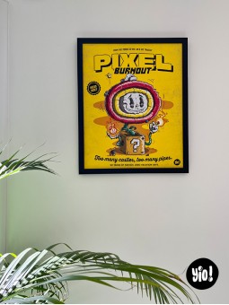 Affiche Mario Fire Flower encadrée décoration gaming room bureau retrogaming Nintendo