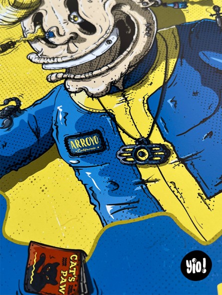 Détail regard Vault Boy cynique illustration post-apocalyptique rétro-futuriste Wasteland Yio
