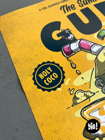 Détail tampon Holy Coco affiche Summer Guru noix de coco Summer Chronicles Yio