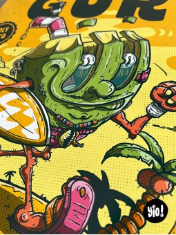 Détail regard Summer Guru noix de coco zen good vibes slow life illustration vintage cartoon Yio