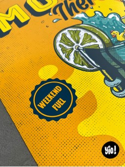 Détail tampon Weekend Fuel affiche Mojito Therapy Summer Chronicles apéro Yio