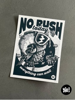 Sérigraphie artisanale perroquet ara trame noir pétrole No Rush Today Atelier Yio