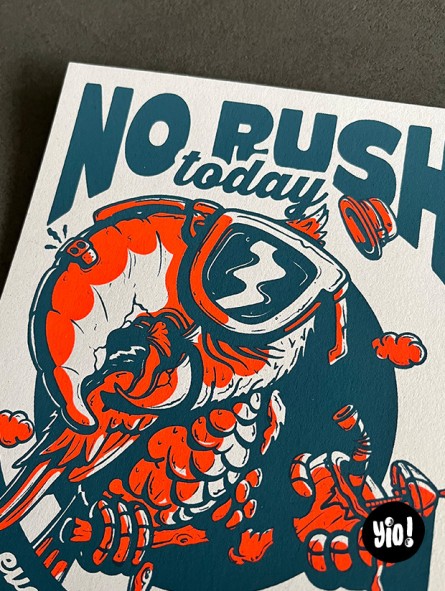 Détail 2 couleurs aplats sérigraphie perroquet tirée à la main 15x20