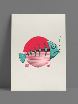 poster poisson - papier de créa - dessiné et imprimé en France