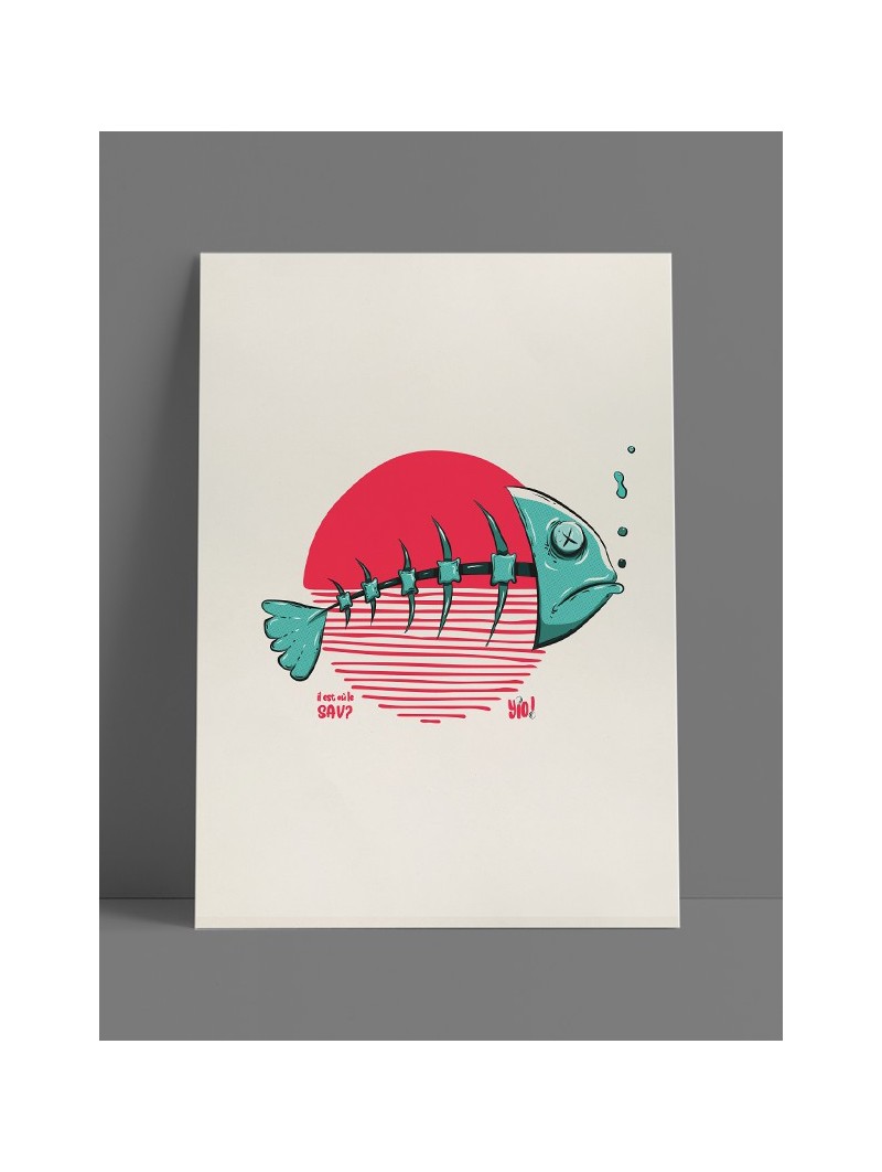 poster poisson - papier de créa - dessiné et imprimé en France