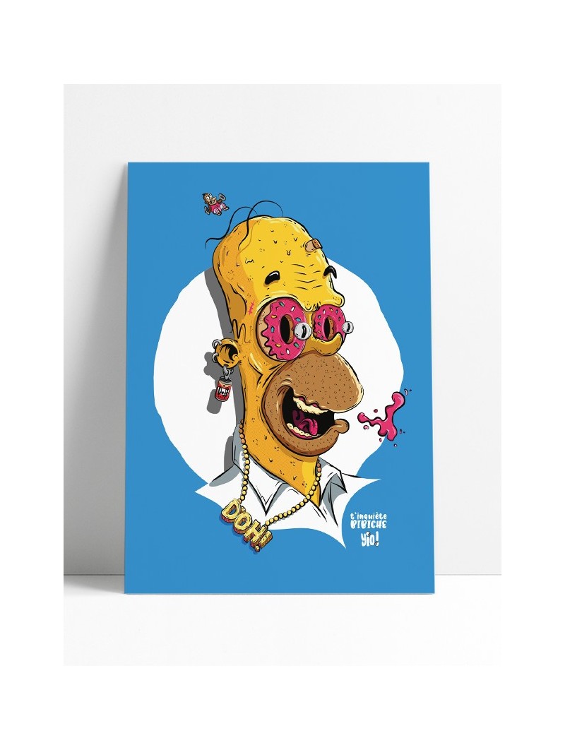 poster homer - simpson - papier de créa - dessiné et imprimé en France