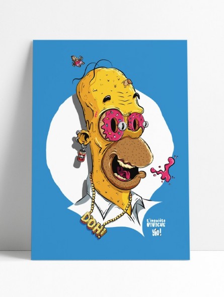 poster homer - simpson - papier de créa - dessiné et imprimé en France