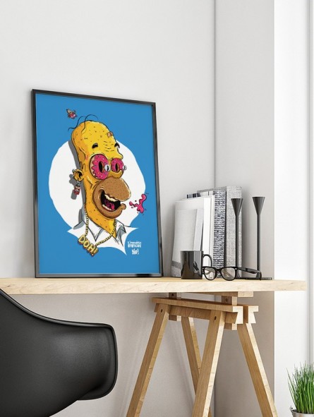 poster homer - simpson- papier de créa - dessiné et imprimé en France