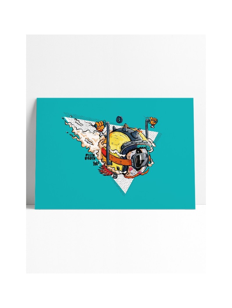 poster casque moto - papier de créa - dessiné et imprimé en France