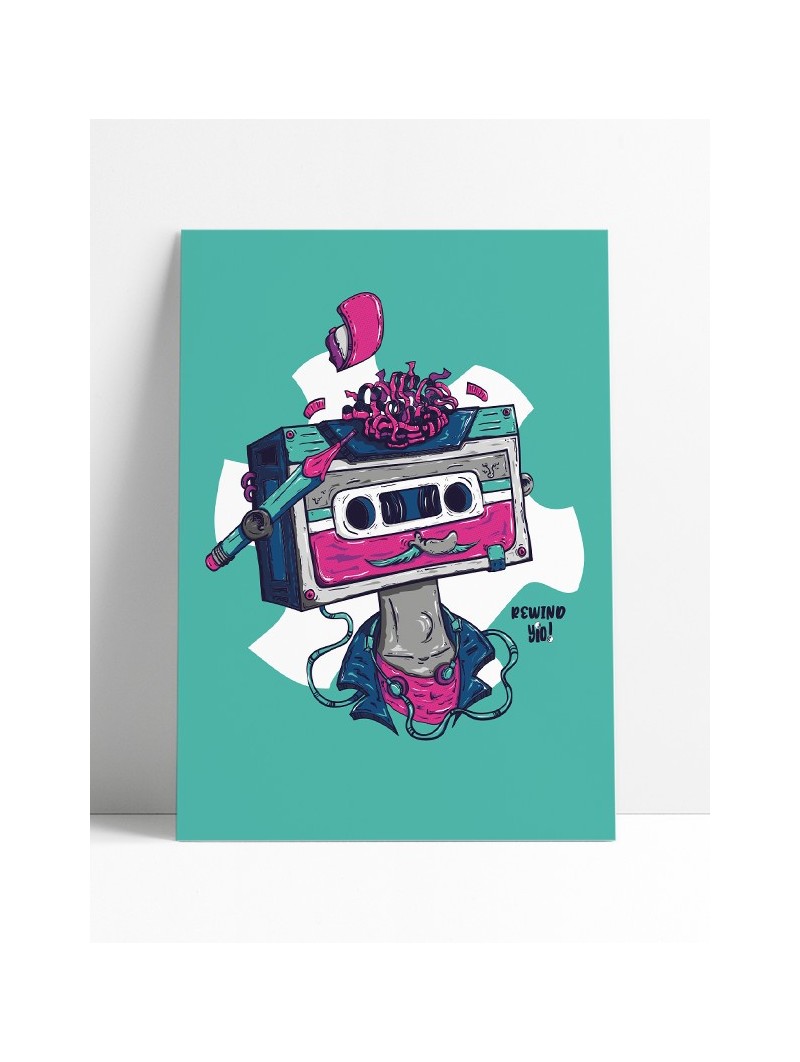poster cassette 80's - papier de créa - dessiné et imprimé en France