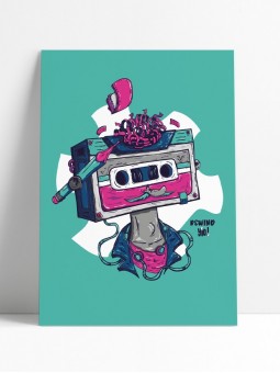 poster cassette 80's - papier de créa - dessiné et imprimé en France