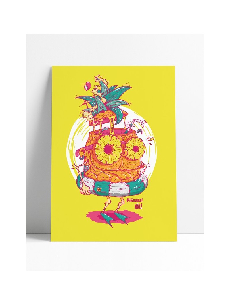 poster ananas - papier de créa - dessiné et imprimé en France