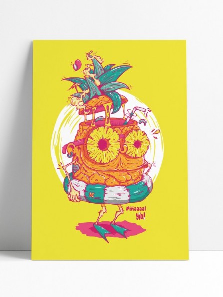 poster ananas - papier de créa - dessiné et imprimé en France