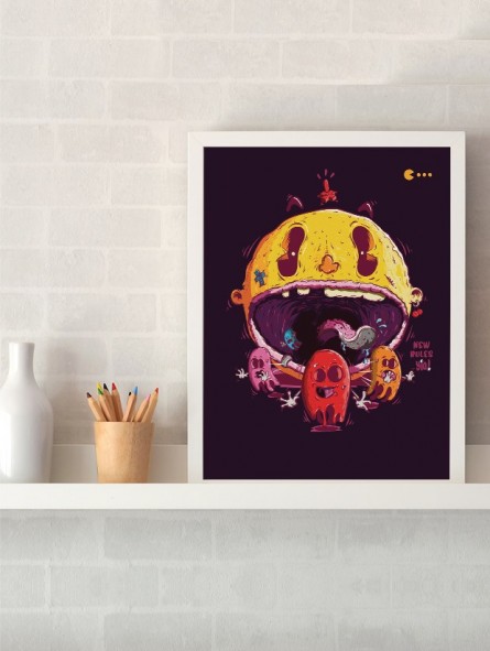 poster pacman - papier de créa - dessiné et imprimé en France