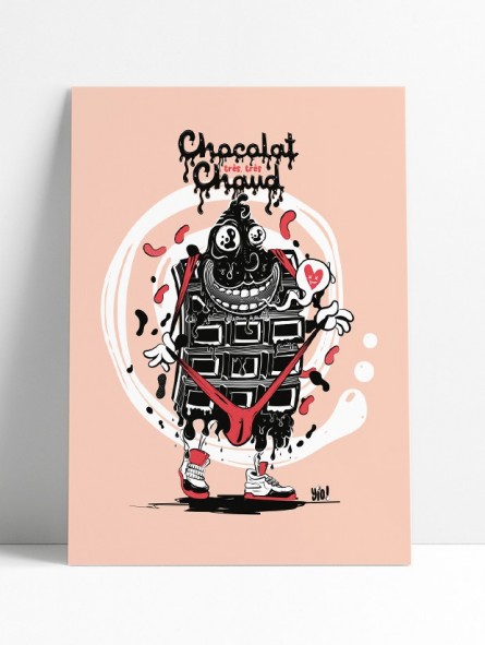 poster Chocolat très très chaud - papier de créa - dessiné et imprimé en France