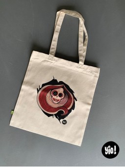 totebag catrina - tote-bag crâne squelette en coton bio - dessiné et imprimé en France