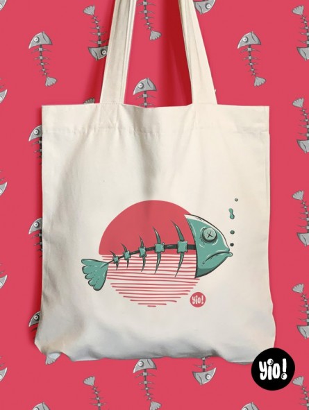 totebag poisson - coton bio - dessiné et imprimé en France