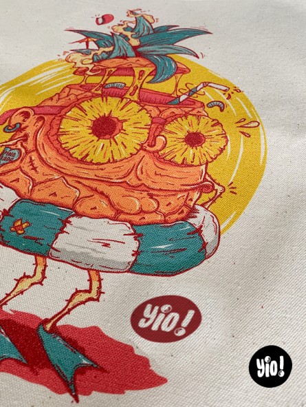 tote-bag ananas - totebag en coton bio - totebag dessiné et imprimé en France