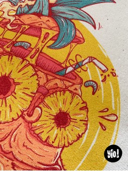 tote-bag ananas - totebag en coton bio - totebag dessiné et imprimé en France