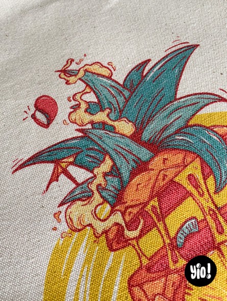 tote-bag ananas - totebag en coton bio - totebag dessiné et imprimé en France